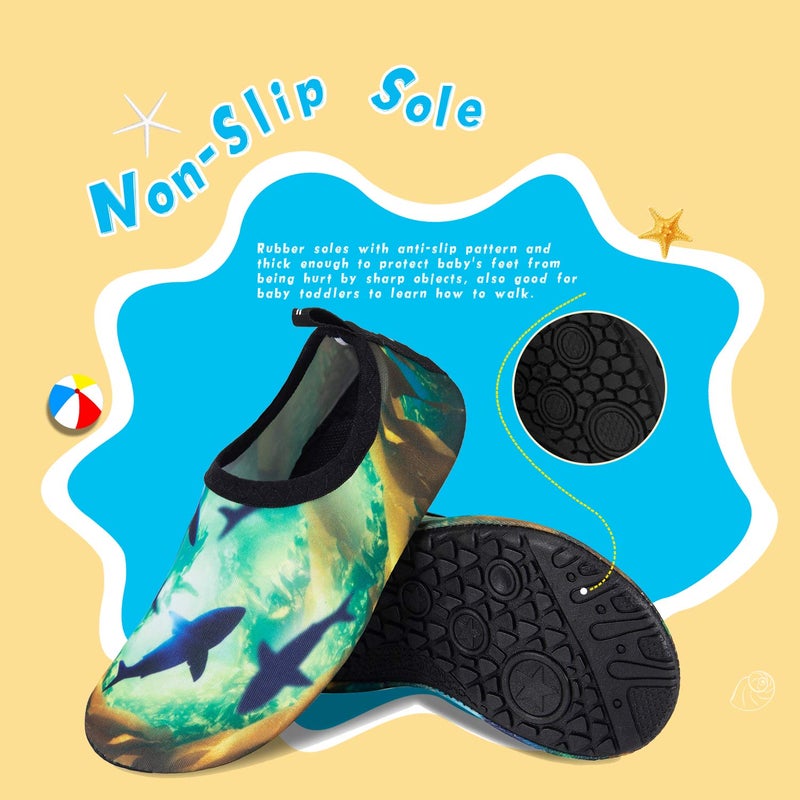 WateLves Kids Water Shoes Toddler Girls Boys Barefoot Non-Slip Quick Dry Aqua Socks for Beach Swim Walking (Shark, 30/31) - Image 4